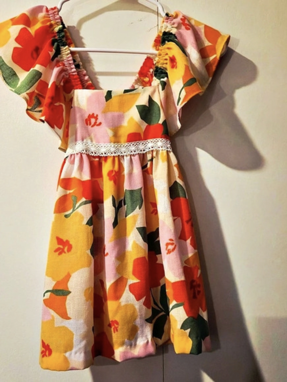 Bonnie Jean S4-12529-SS ORA Floral Dress in Pink & Orange Size 12